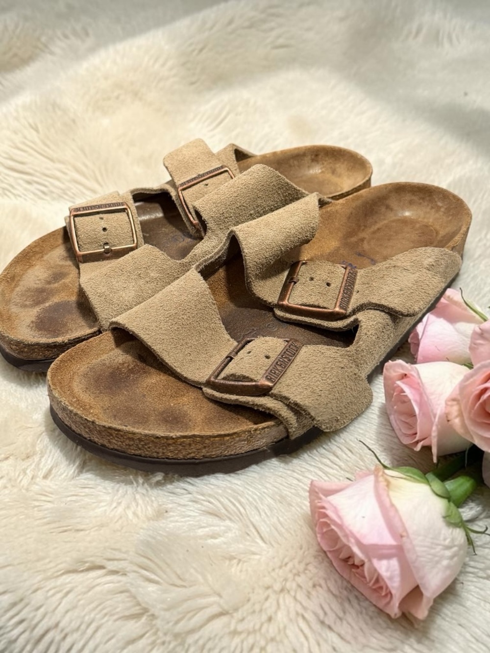 Birkenstock Arizona Taupe Suede Sandals Narrow Fit